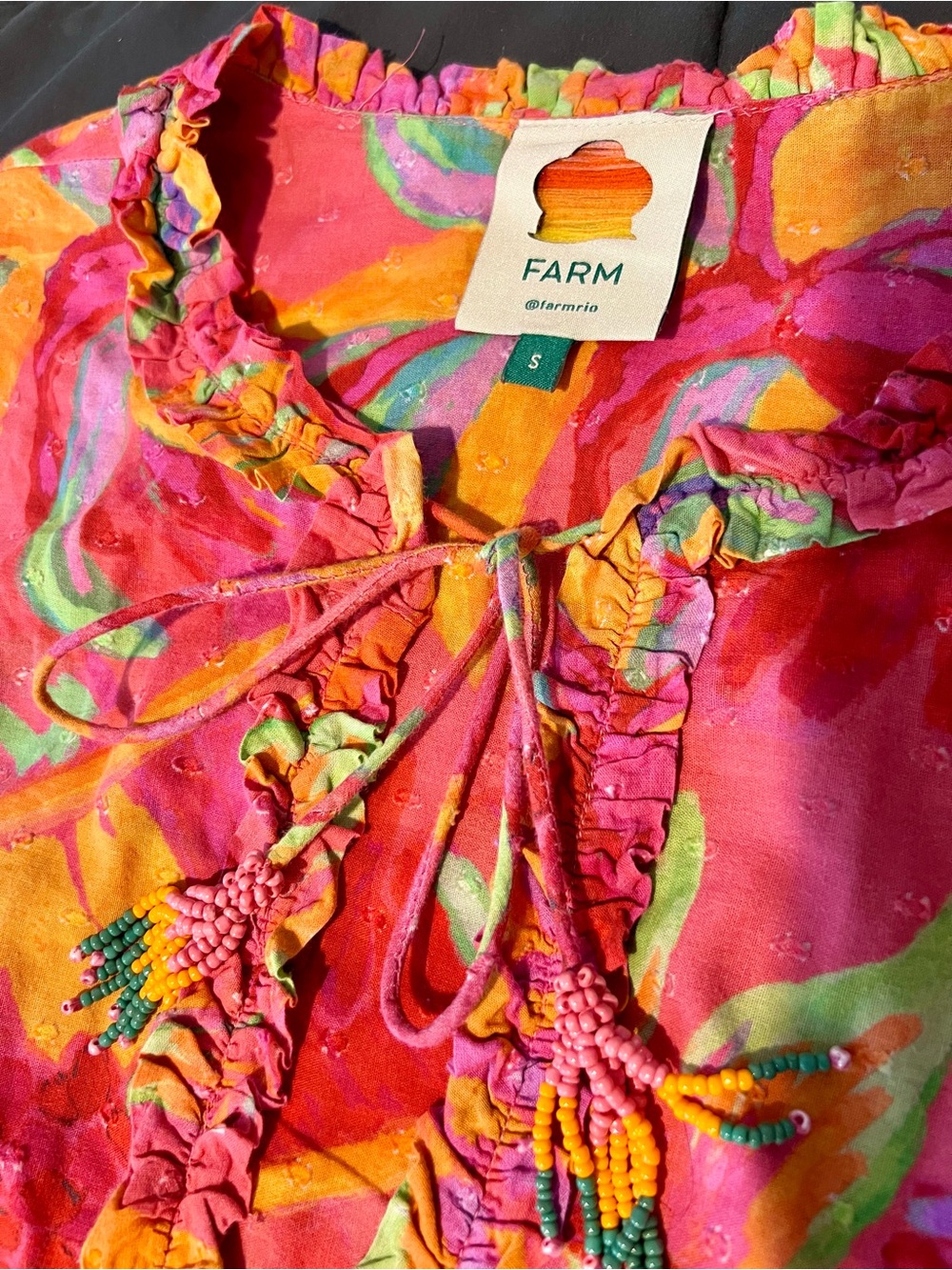 FARM Rio Pink Floral Tie-Waist Ruffle Mini Dress - Picture 9 of 9
